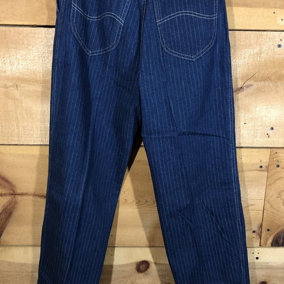 Vintage LEE Jr. Gathered Rider Striped Jeans Womens Size 9 Train Conductor - Picture 9 of 12